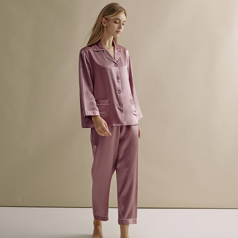 Silk Pajama Set for Women, 22 Momme Heavyweight 100% Mulberry Silk, Long Sleeve Luxury Sleepwear and Gift