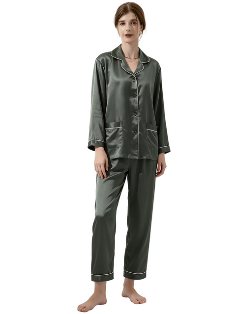 Silk Pajama Set for Women, 22 Momme Heavyweight 100% Mulberry Silk, Long Sleeve Luxury Sleepwear and Gift