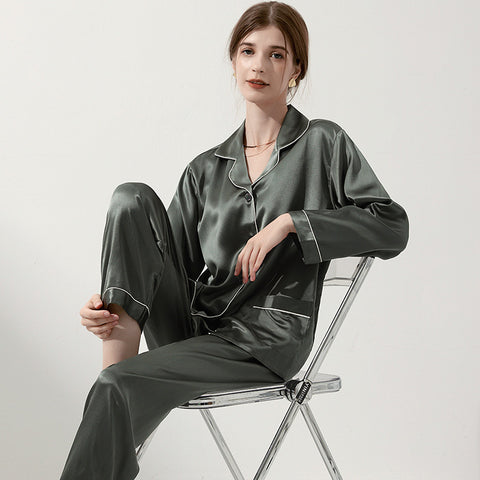 Silk Pajama Set for Women, 22 Momme Heavyweight 100% Mulberry Silk, Long Sleeve Luxury Sleepwear and Gift