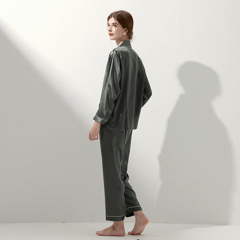 Silk Pajama Set for Women, 22 Momme Heavyweight 100% Mulberry Silk, Long Sleeve Luxury Sleepwear and Gift