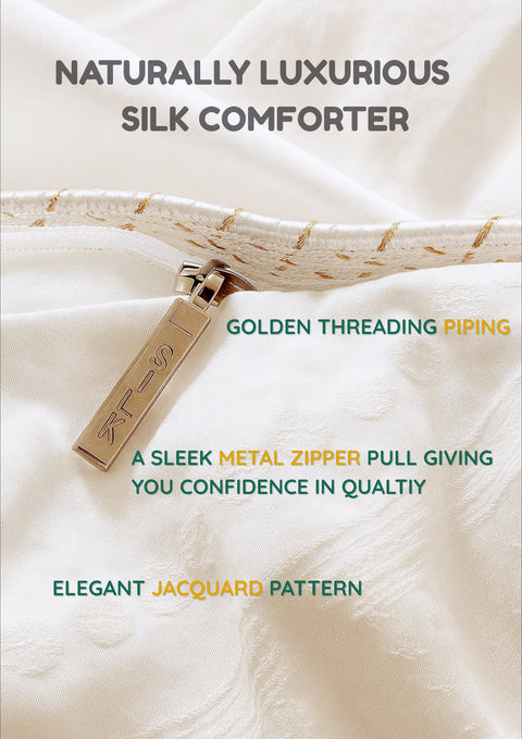 100% Silk Comforter for Sumer - Silk Filling with Cotton Cover Detachable & Machine Washable Luxury Silk Duvet Insert