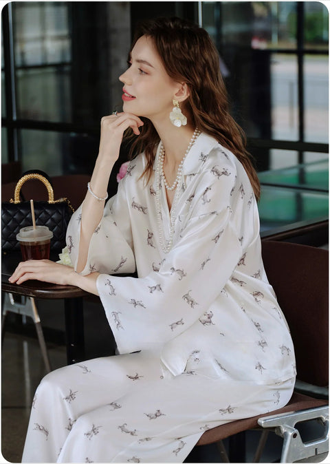 Retro New Chinese Style 100% Mulberry Silk Pajama Set for Women