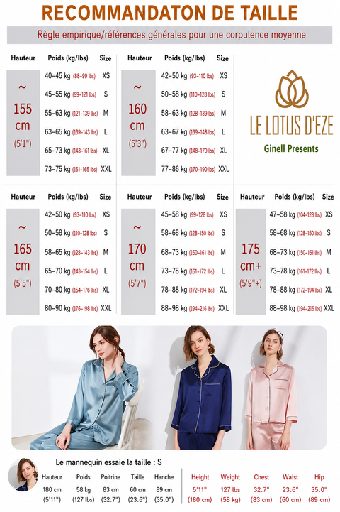 Tranquility Series Women's Silk Pajamas Set 100% Mulberry Silk Solid Colors Button Front 2 Piece Silk PJ Set