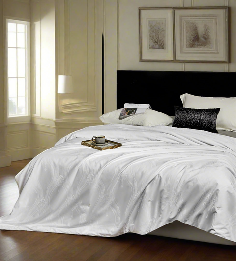 100% Pure Mulberry Silk Comforter for Sumer - Double Extra Long-Strand Mulberry Silk Filling with Cotton Cover Detachable & Machine Washable Luxury Silk Duvet Insert
