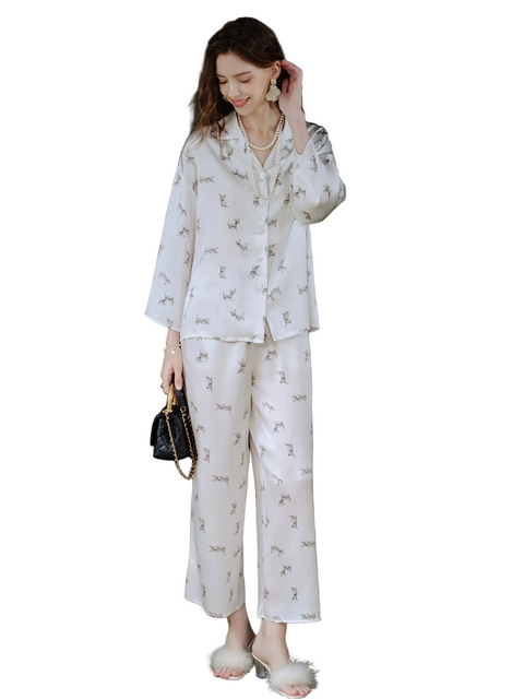 Retro New Chinese Style 100% Mulberry Silk Pajama Set for Women