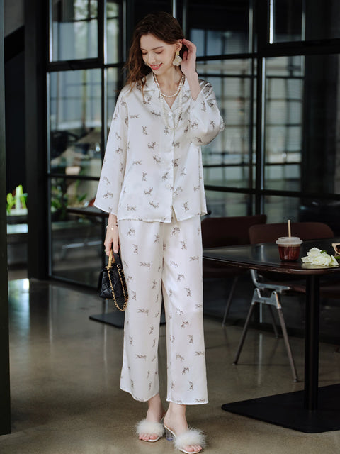 Retro New Chinese Style 100% Mulberry Silk Pajama Set for Women Main