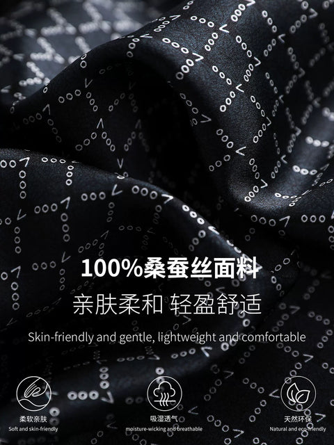 Men's 19 Momme 100% Mulberry Silk Robe, Long Shawl Collar Diamond Print Luxury Loungewear Bathrobe Details