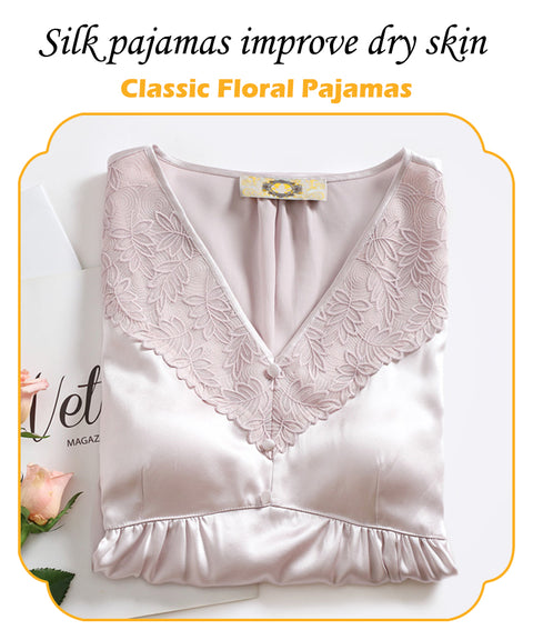 Camisón de Seda Lavanda Almohadillas Desmontables para el Pecho