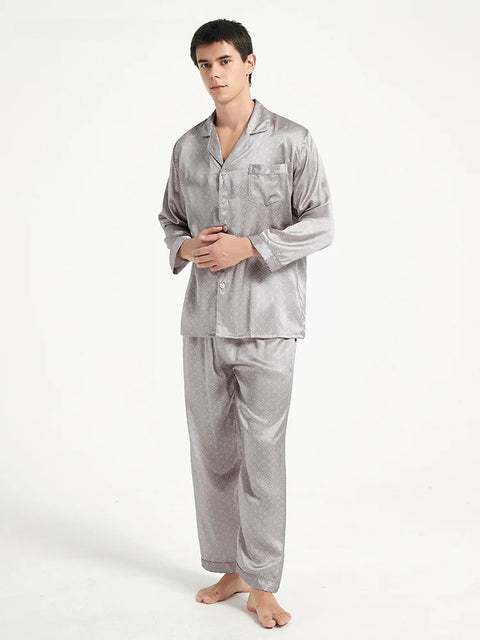 Luxury 100% Mulberry Silk Pajama Set for Men - Plus Size Sleepwear