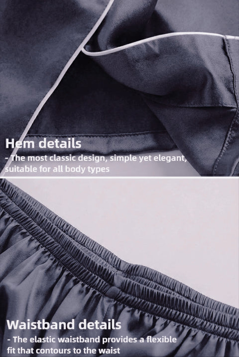 Close-up of a garment with text describing hem and waistband details.
