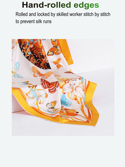 Double Sided Print Silk Scarf Apricot Yellow